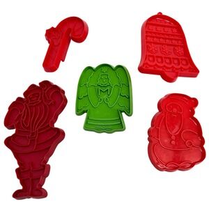 Vintage Christmas Cookie Cutter Lot Santa Bell Angel